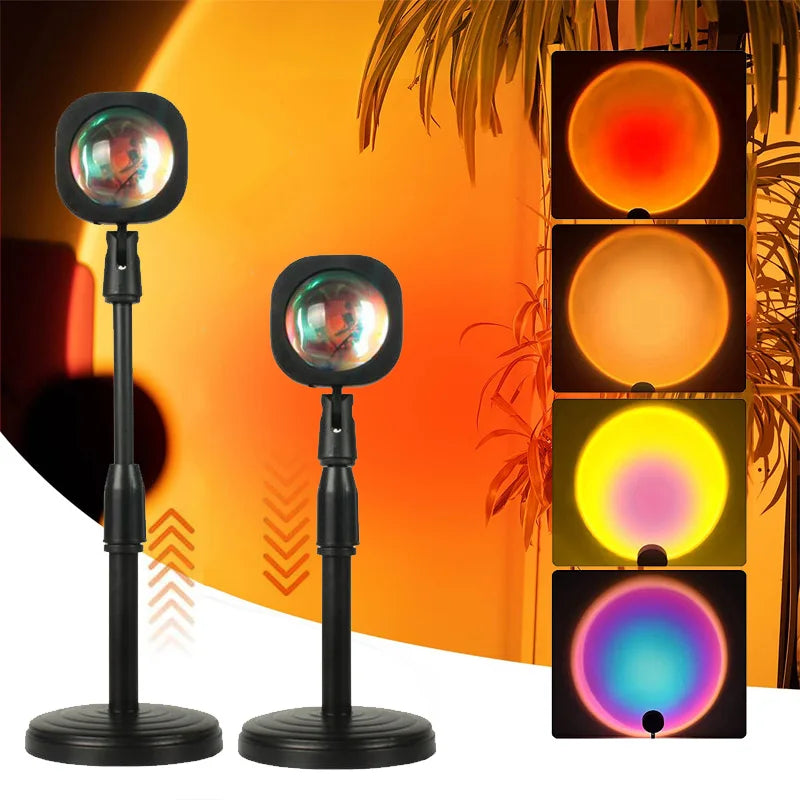 Ambient Photography Rainbow Adjustable Rotating LED USB Projector Birthday Party Decoration Mood Light 16 Color Sunset Lamp