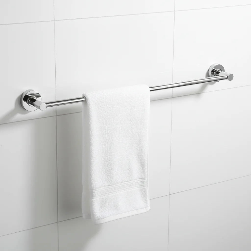 Modern Hotel Bathroom Towel Holder Brass Wall Mount Chrome/Matt Black Finish Hanging Towel Bar with Hook 50-60cm 1 Year Warranty