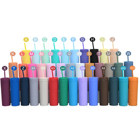 16oz Skinny Plastic BPA Acrylic Tumbler Cups in Bulk Water Bottle with Slid Lid and Straw Matte Tumbler Double Wall Tumblers
