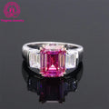 Luxury 3 Carat Emerald Cut pink Moissanite Ring Fine Jewelry AU750 Solid Gold Ring Moissanite Diamond White Gold 18k Ring
