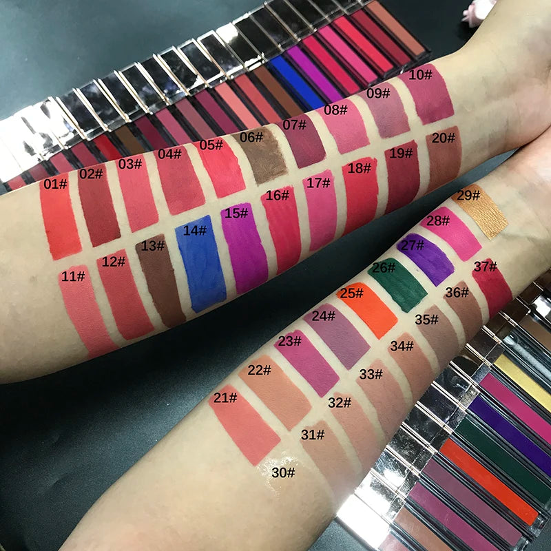 Wholesale 80-Shade Matte Liquid Lipstick Long-Lasting Waterproof Vegan Private Label Lip Color OEM Custom Logo