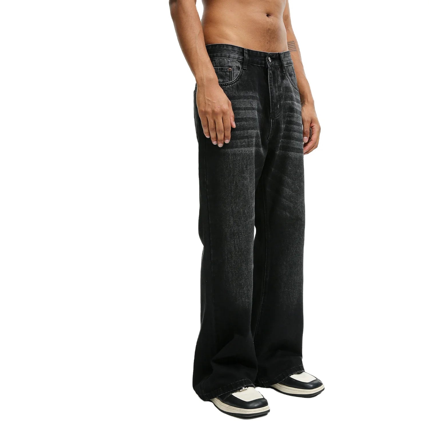 2024 Straight Fit Washed Denim Jeans Quality Loose Jeans Vintage Style Washed Denim Jeans