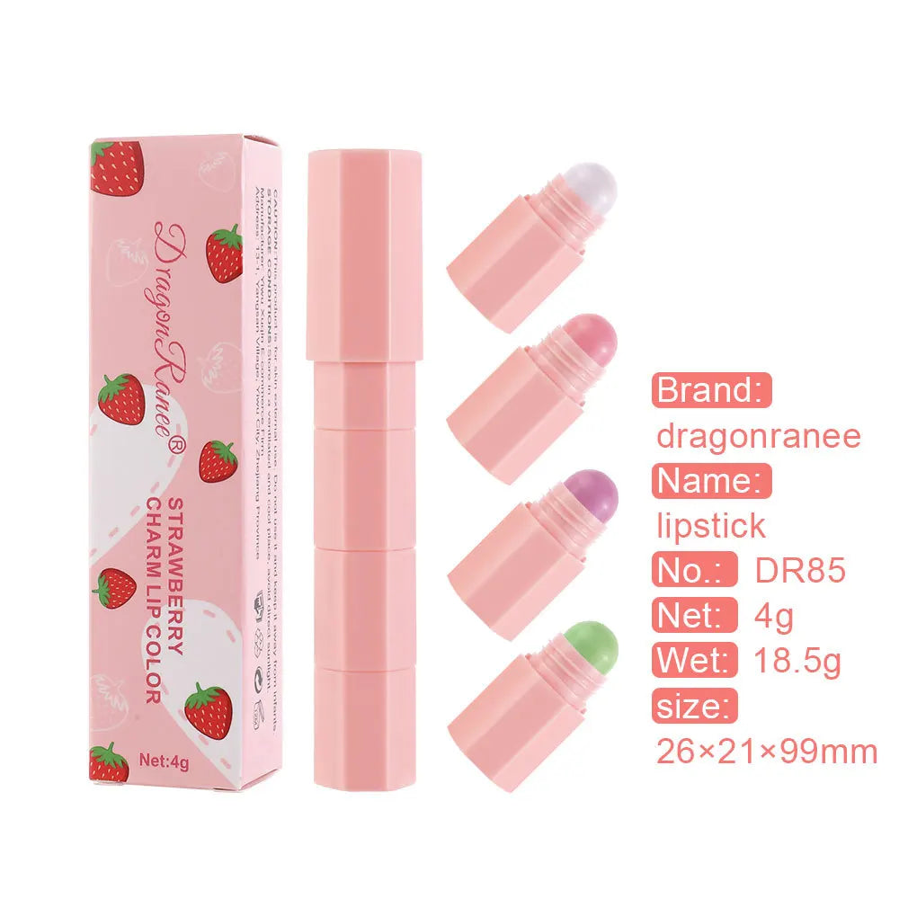 Dragon Ranee 4 Color Pink Lip Balm Lipstick Women's Warm Color-changing Moisturizing Non-decolorizing Moisturizing Lip Gloss