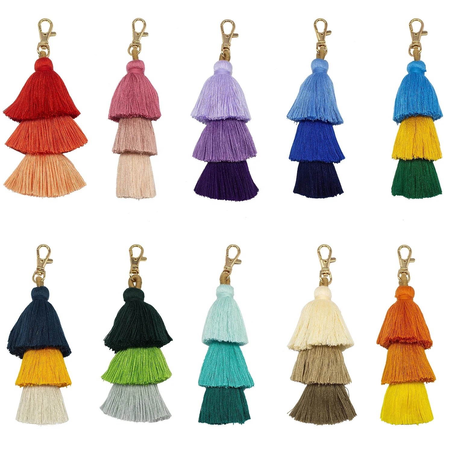 16cm Popular Cotton Tassel Bag Pendant Tassel Keychain Accessories Lobster Bracelet Keychain