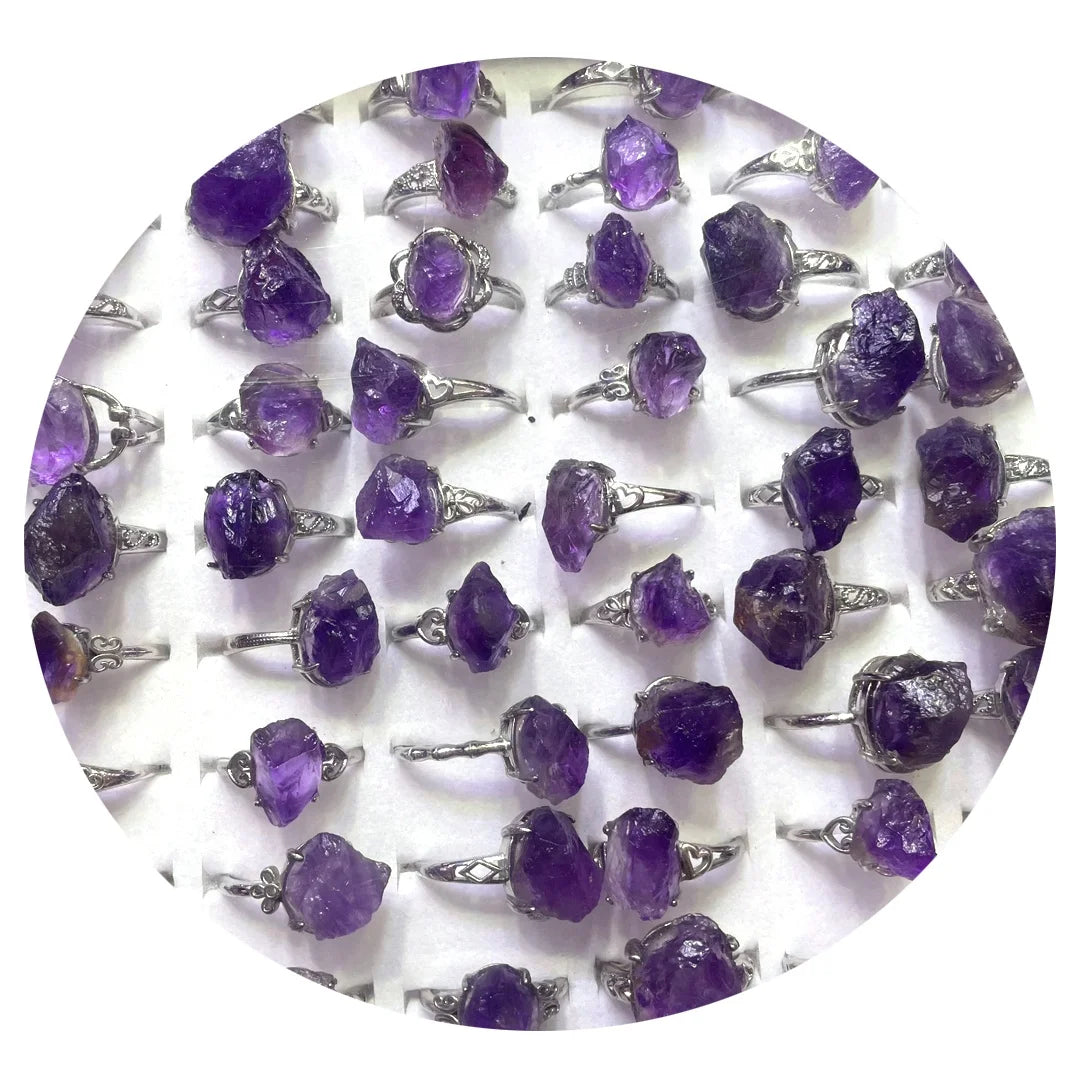 Wholesale Natural Quartz Crystal Rings for Women Fashion Trend Irregular Shape Jewelry Gifts for Real Party