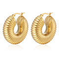 Minimalist Stainless Steel Spring Huggie Earrings Hypoallergenic Jewelry 18K Gold Plated Twisted Hoop Earrings for Women