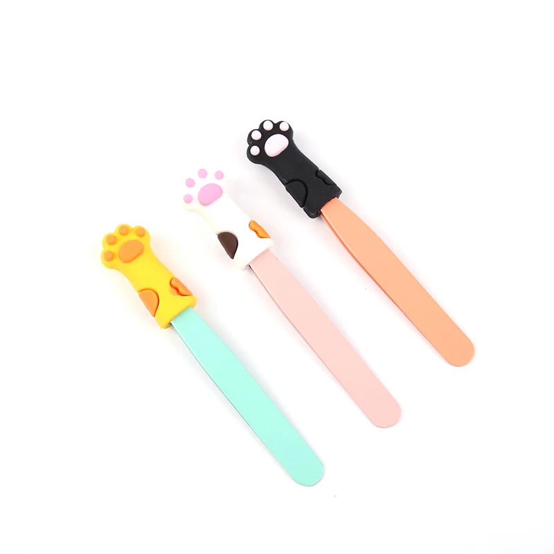 Cat Claw Shape Protective Cover Tweezers Set 3PCS Eyebrow Eyelash Tweezer Kit Colorful Point Flat Tweezers