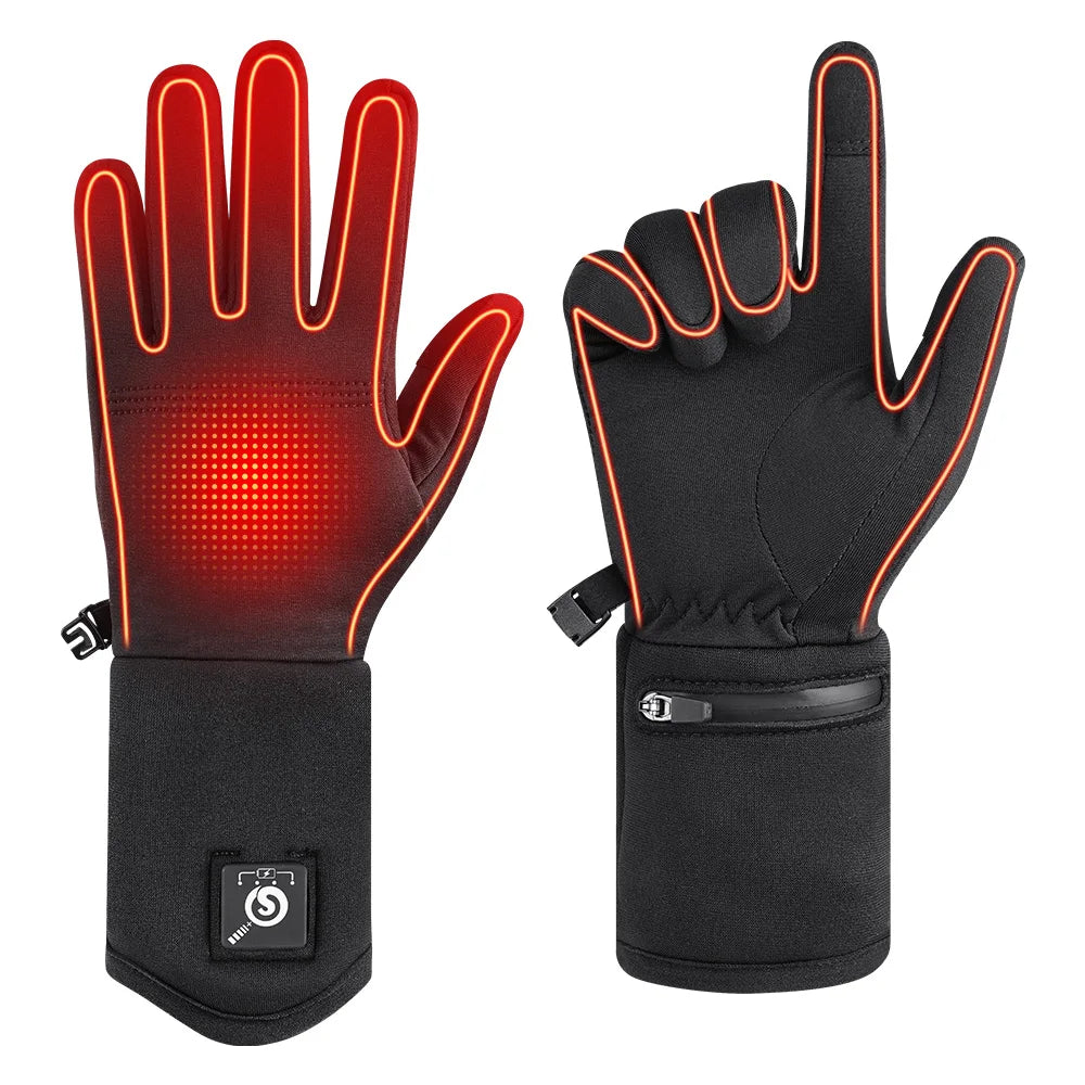 For Savior Custom New Black Heating Leather Gloves 7.4V 2200MAH Electric S21 Touch Screen Winter Handlebar Made of