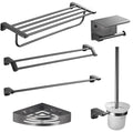 Modern Double Boxed Luxury Gun Grey 6-Piece Metal Bathroom Accessories Set with Designed Hardware