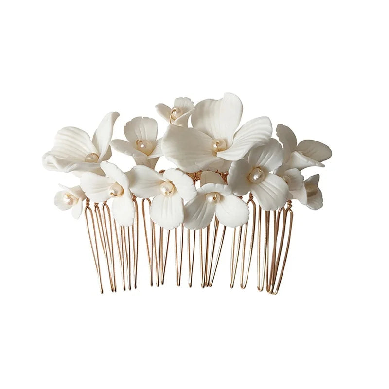 Handmade Elegant Wedding Hair Accessories Earring Set Bridal Headdress Hair Comb Jewelry Headband Tiara for Women