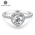 Classic Fashion Women Luxury Round Cut 1ct 1.0ct 1 Carat 6.5mm Moissanite S925 Sterling Silver Heart Wedding Rings Gift