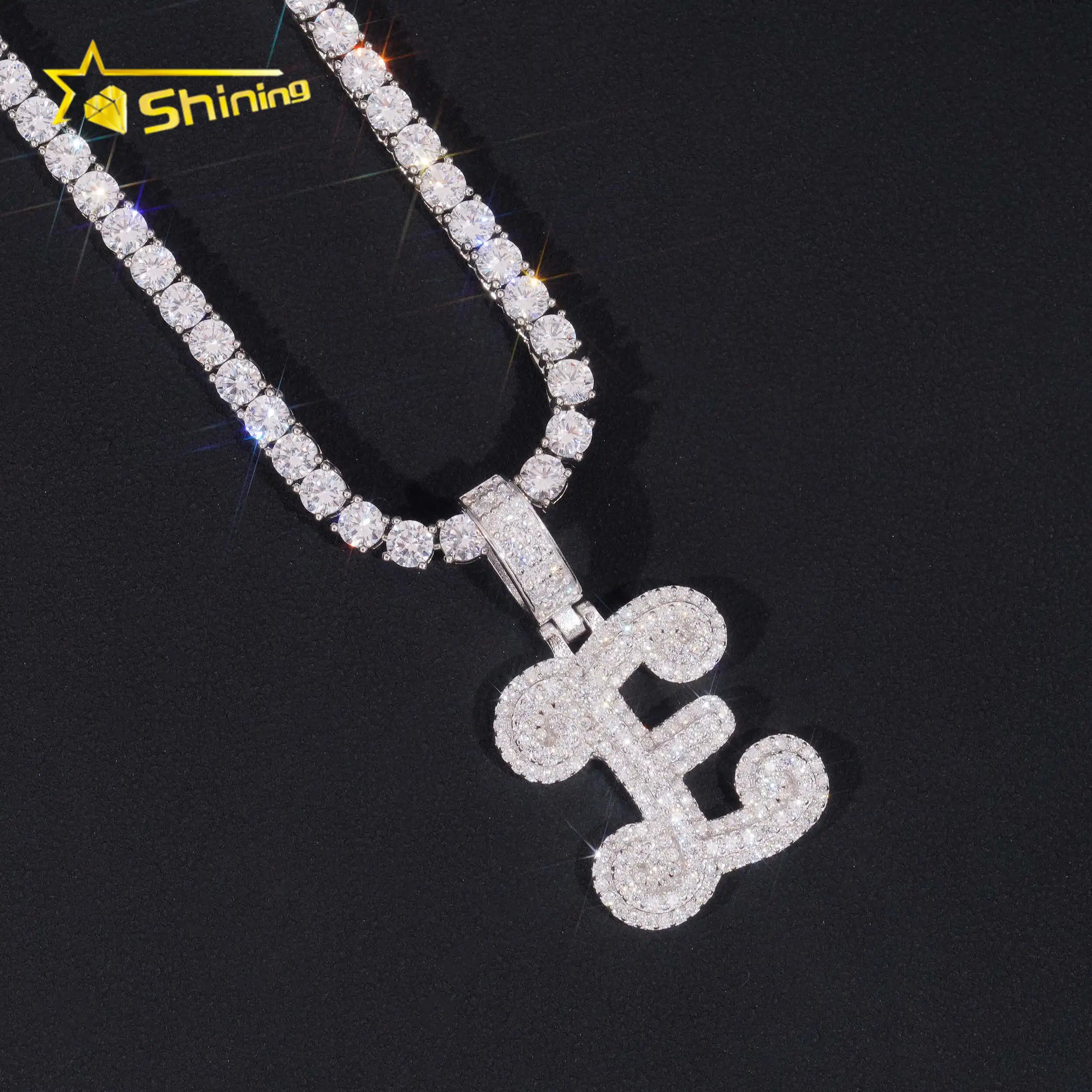 Hot Sale Initial Pendant Moissanite Diamond Letters Iced Out  Fine Jewelry Factory Directly Hot Sale Hip Hop Pendant
