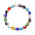 New 8mm Glass Bead Turkish Evil Eye Bracelet Good Selling Turkish Blue Eye Beaded Bracelet for Women Men