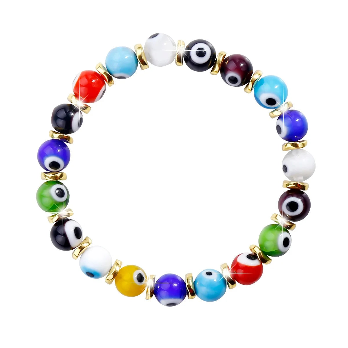 New 8mm Glass Bead Turkish Evil Eye Bracelet Good Selling Turkish Blue Eye Beaded Bracelet for Women Men