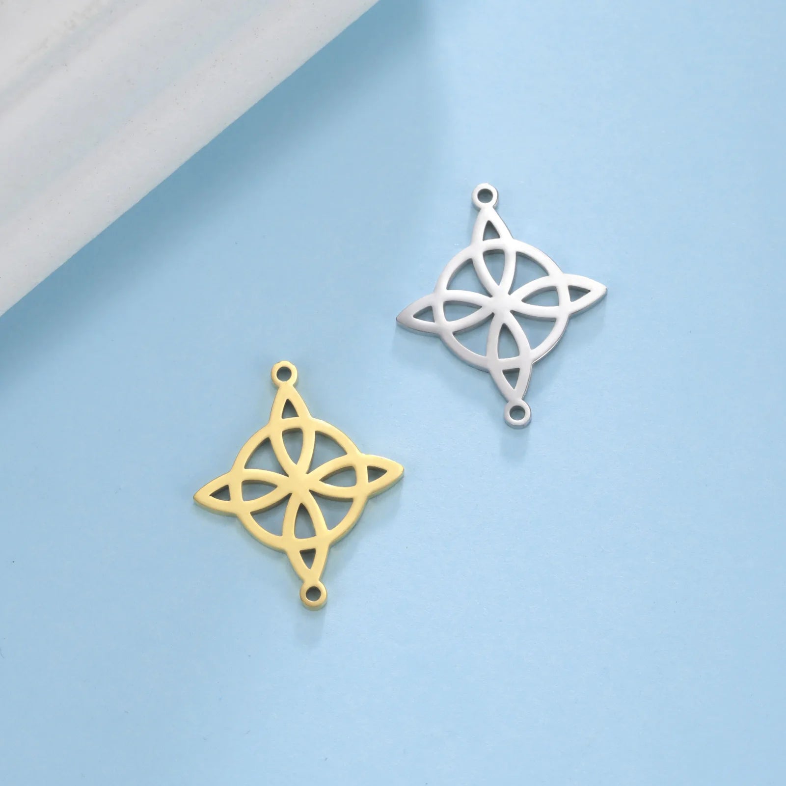 18K Gold PVD Irish Celtic Knot Pendant Stainless Steel DIY Handmade Religious Jewelry Necklace Bracelet Accessory Pattern Number