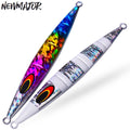 NEWMAJOR 30-250g Printed Luminous Metal Drag Fishing Lure Slow Jig Casting for Freshwater Fish River Lake Stream Sinking Action