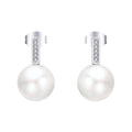 Factory Price 925 Sterling Silver 10mm round Mother of Pearl Stud Earrings with CZ Excellent Quality JEWELRY