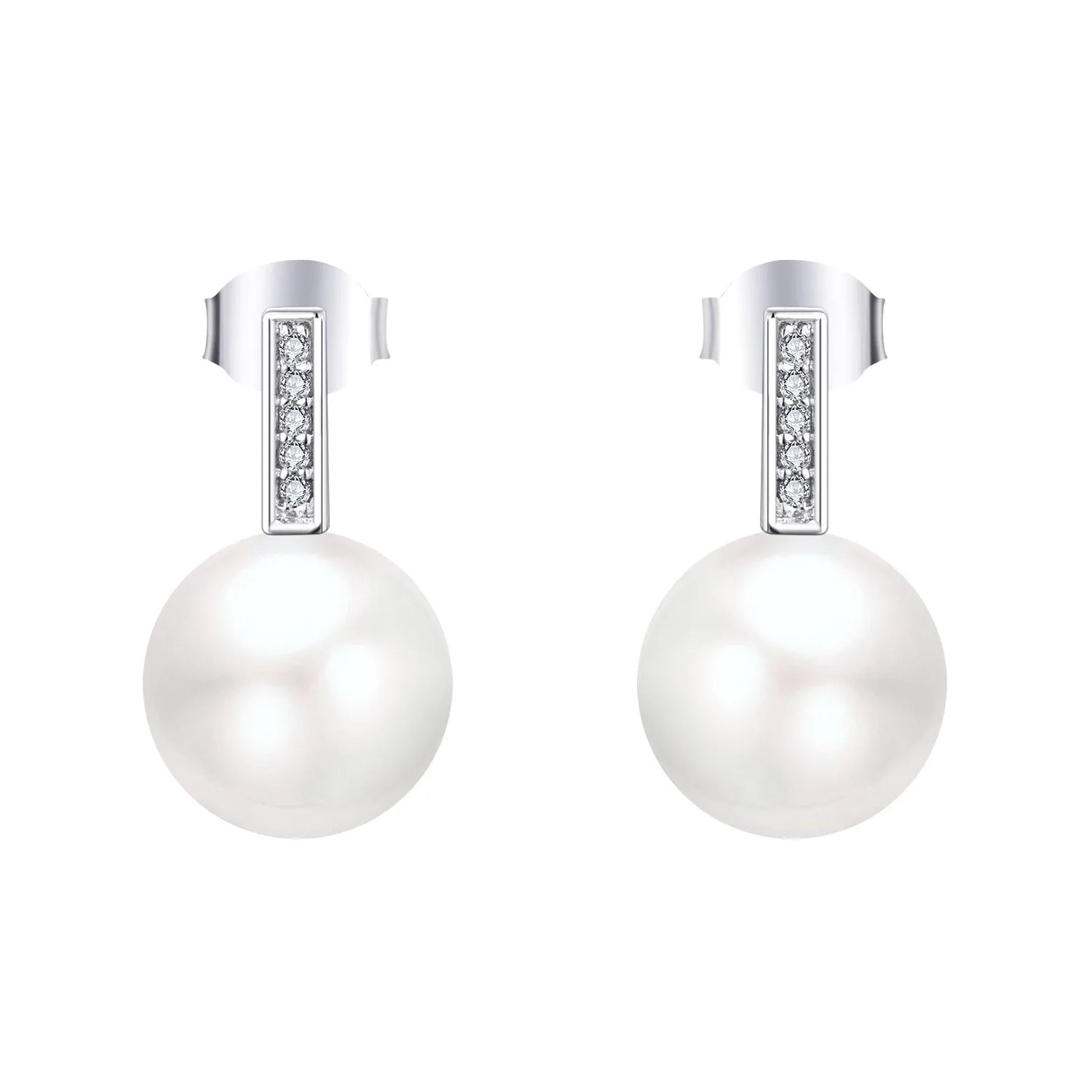 Factory Price 925 Sterling Silver 10mm round Mother of Pearl Stud Earrings with CZ Excellent Quality JEWELRY