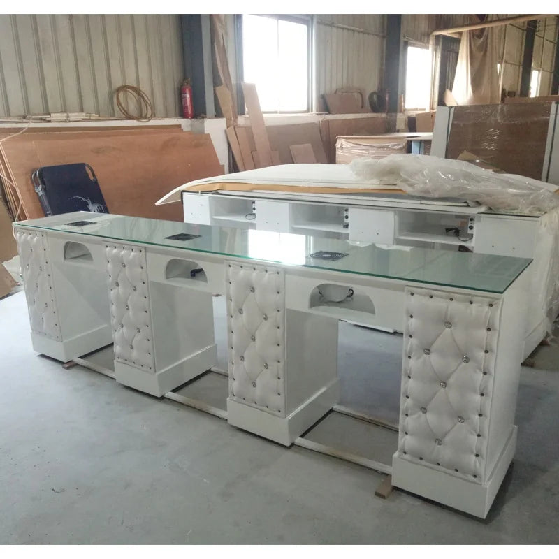 Nail Salon Desks Nail Bar Furniture Nail Manicure Tables Double Seats With Fan Light Luxurye