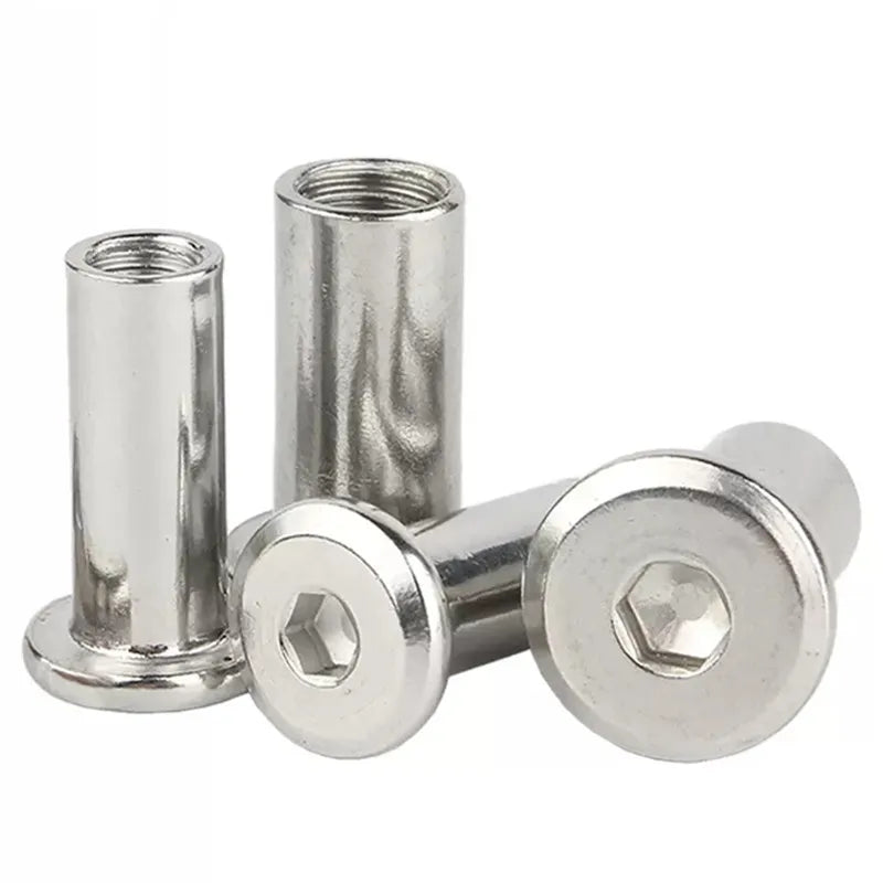 Insert Sleeve Nuts with Flat Head Hex Socket M3 M4 8mm M5 - M0 304 Stainless Steel Flat Head Bevelled Allen Barrel Nut
