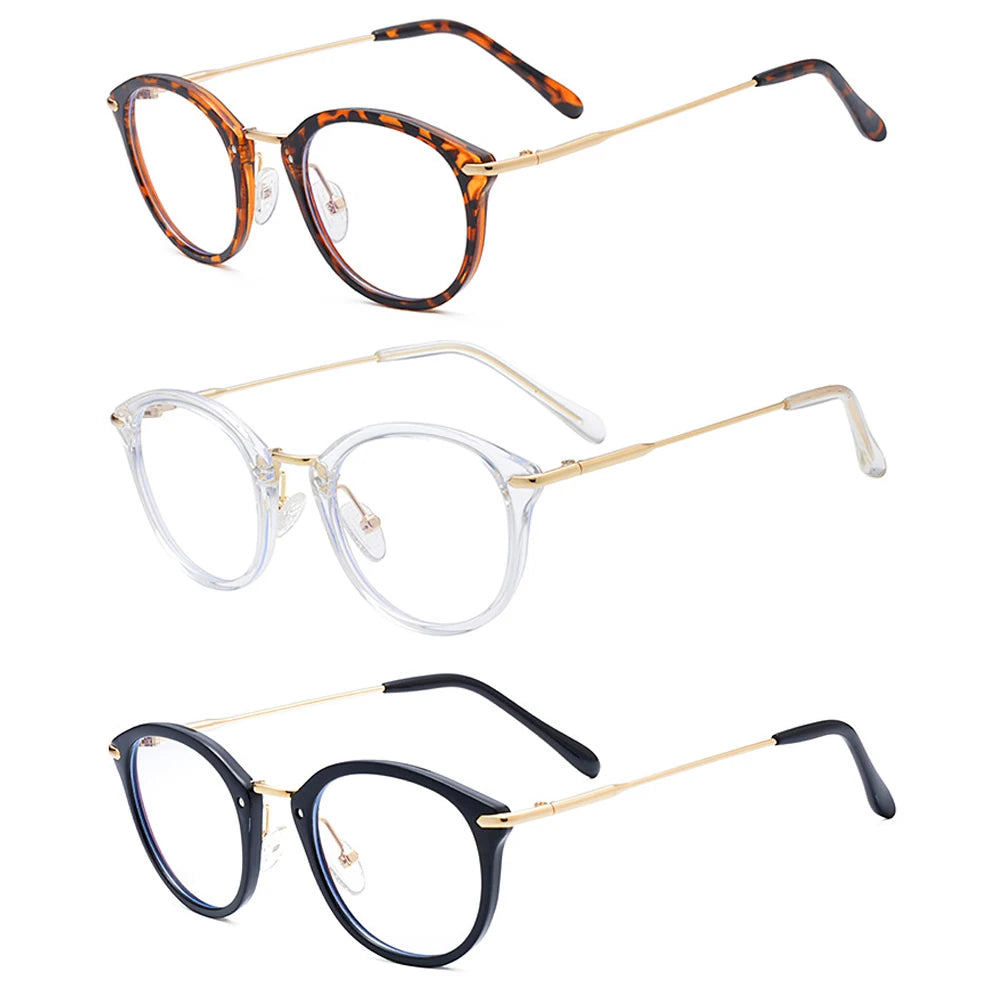 Trend Metal Anti Blue Light Blocking Computer Oval Round Elegant Women Glasses with Logo Customized Eyeglasses