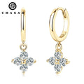 Lab Grown Diamond Earrings 3mm 0.1CT Silver Moissanite 925 Original Four Leaf Clover Hoop Earrings With GRA Certificate