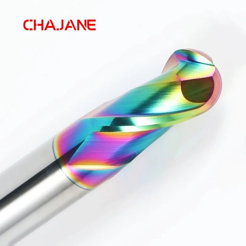 Industrial HRC55 2-Flute DLC Coated Ball End Mill - Tungsten Carbide CNC Router Bit RoHS