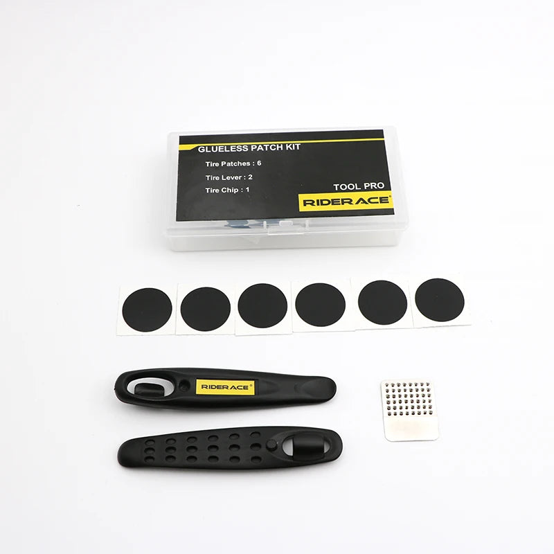 RIDERACE Glueless Chip Patches Kit Tyre Tire Lever Wheel Repair Tool MTB Mountain Bike Road Inner Tire Piece Cycling Accessories