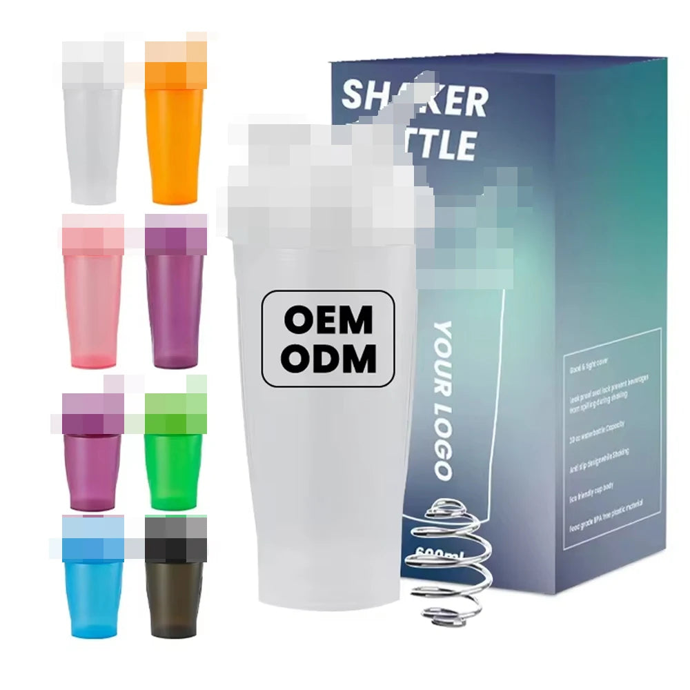 Customized Sports Protein Shaker Bottle With Powder Storage Container Mixer Shaker Cup Gym Water Bottles With Wire Whisk Balls