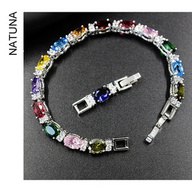 Natuna Fashion Jewelry Luxury Jewelry Sets for Women 3Mm Moissanite Brass Tennis Bracelet Brass Zircon Bracelet