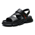 New Arrival Men's European Style Beach Top Layer Genuine Leather Casual Convertible Slippers Custom Logo Hook Loop Closure