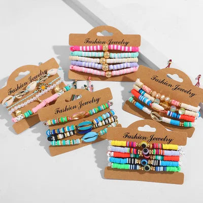 Best Sale Couple Bracelets Colorful Pride Clay Beaded Bracelet Devil Eye Bracelet Sets for Women Girls  Gift