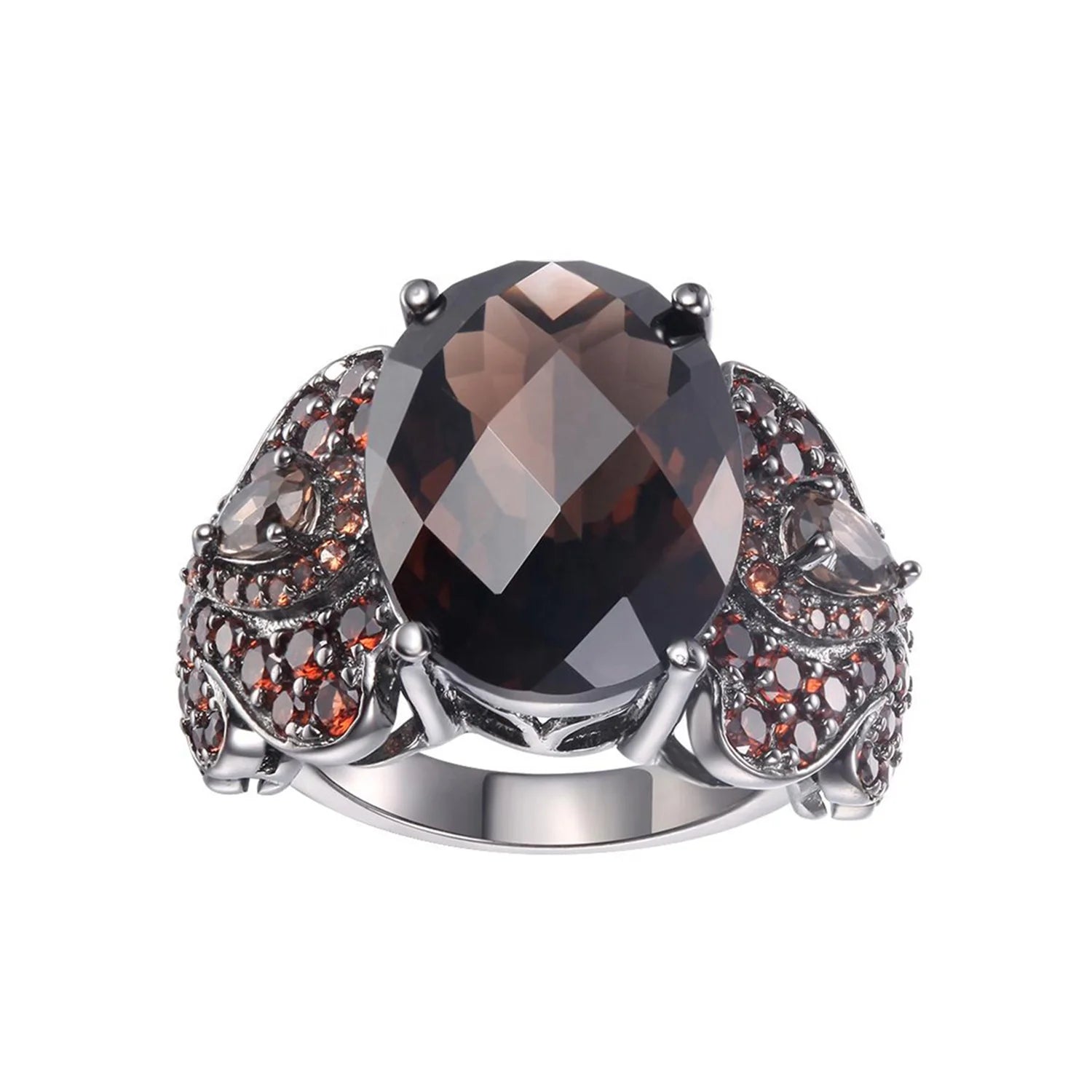 Abiding Jewelry Wholesale Special Design Fashion Natural Smoky Quartz Oval Cut Ring for Women