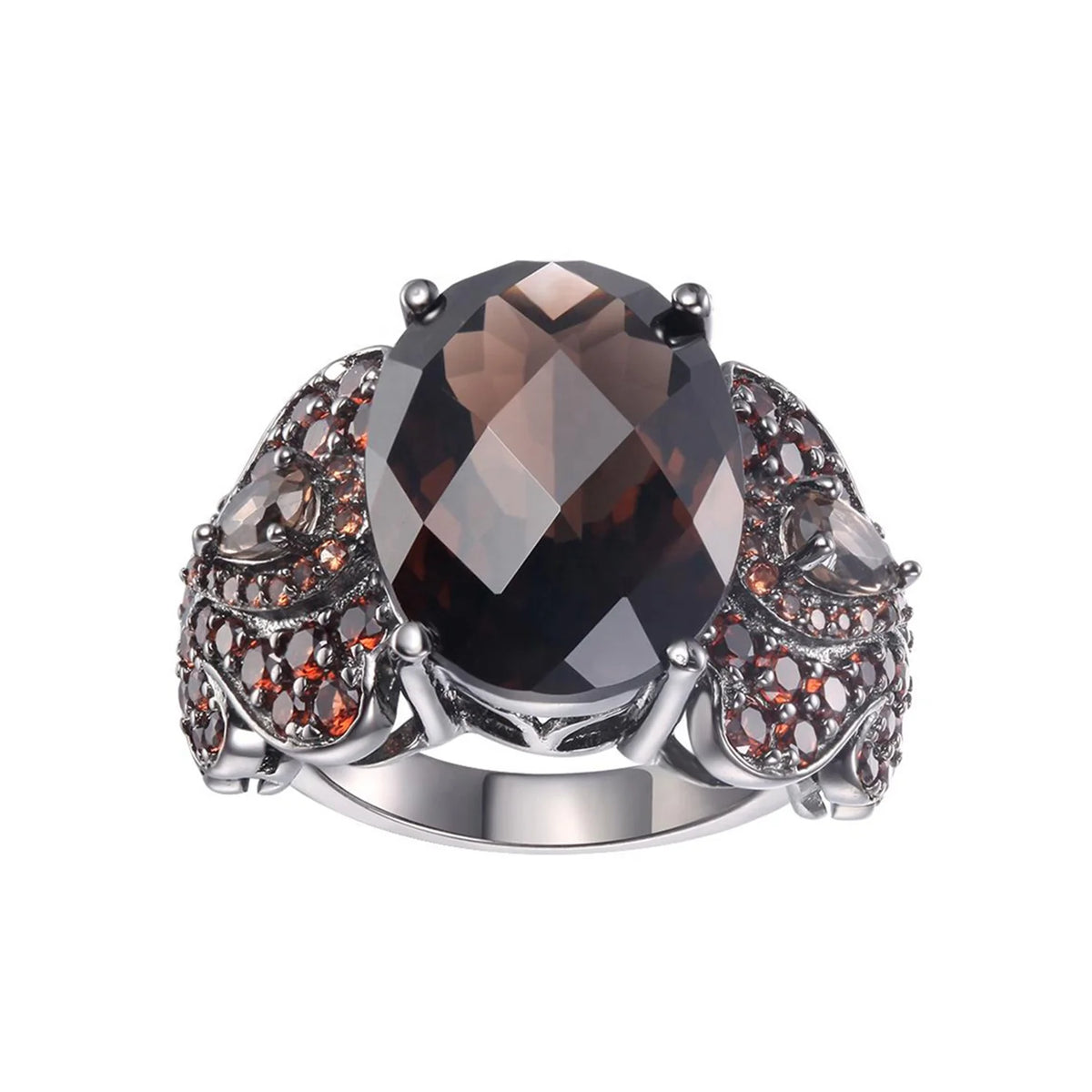 Abiding Jewelry Wholesale Special Design Fashion Natural Smoky Quartz Oval Cut Ring for Women