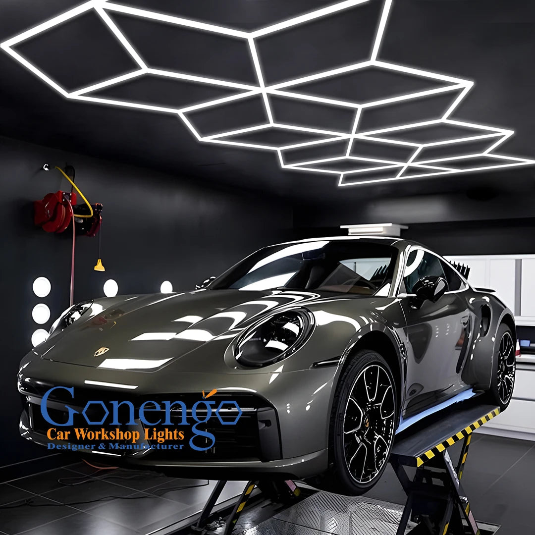 Factory Super Bright Polygonal Geometric Lighting Auto Showroom Led Light Detailing Workshop Lamp