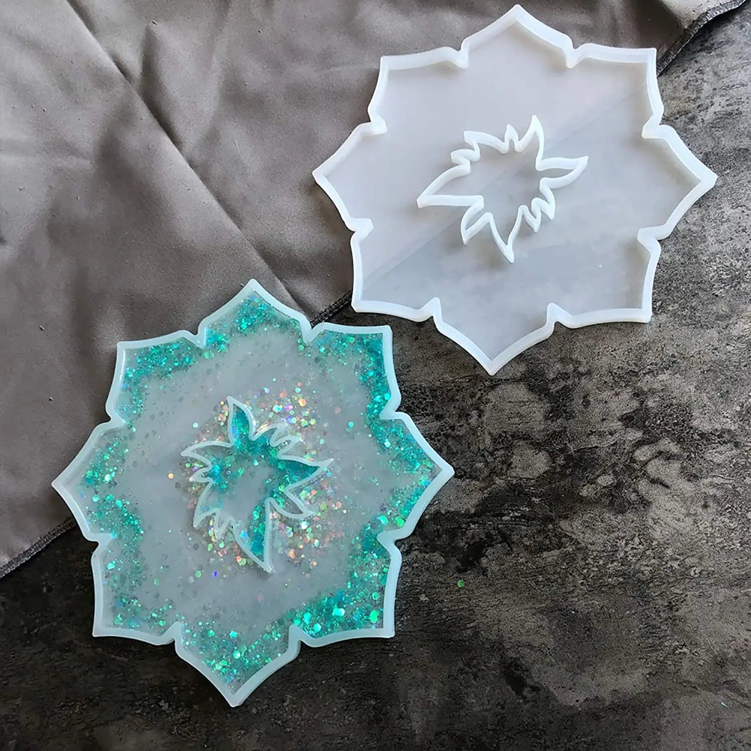 Flower Silicone Tray Mold Resin coaster Mold Crystal Agate Petal Mold Used for DIY coaster Home Decoration