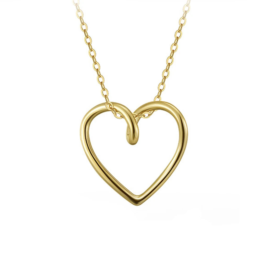 Wholesale Minimalist Trendy 925 Sterling Silver Fine Gold Plated Jewelry Heart  Pendant Necklaces for Women Valentine's Day Gift