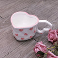 Factory Direct Sell Ins Hand Painted love Ceramic Mug with Heart Handle Creative Handmade pink Ceramic Coffee Mug
