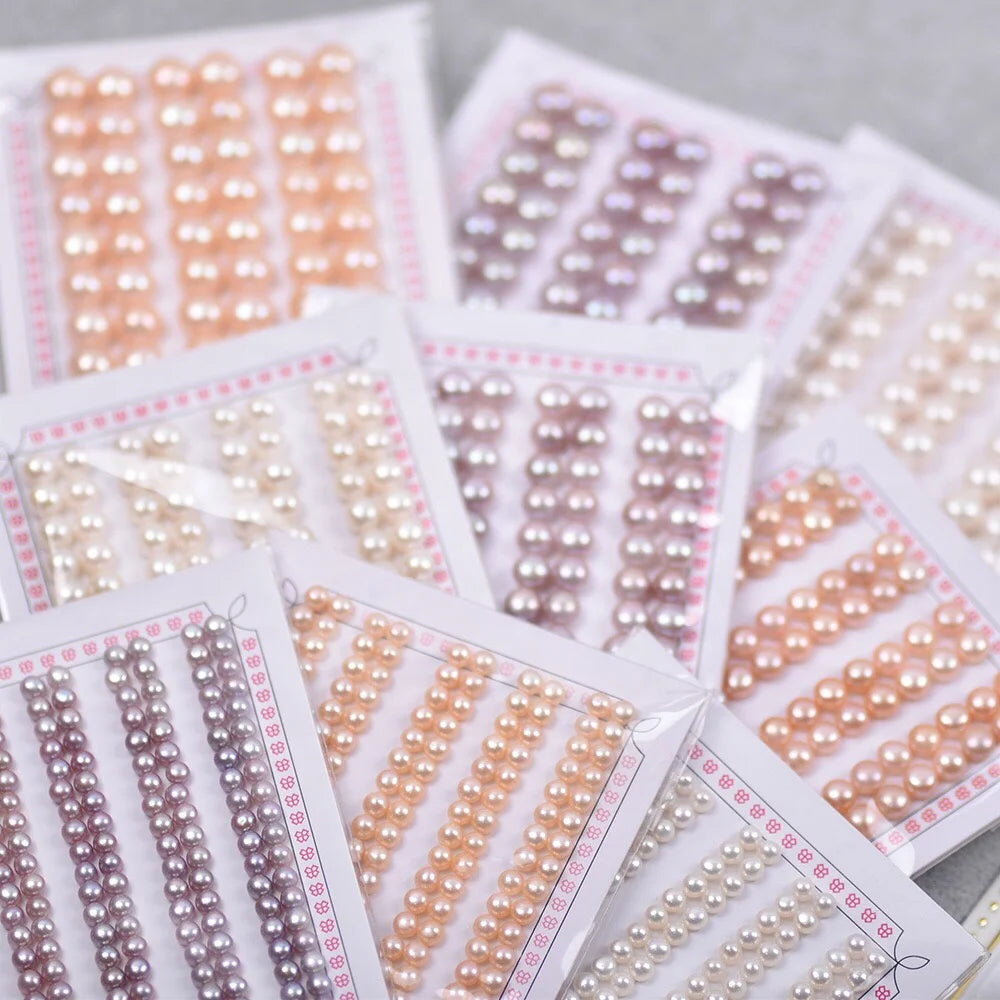 5A Sizes 3-13mm White and Pink Colored Natural Freshwater Round Pearl Jewelry Buttons for Pendant Earring Ring Settings