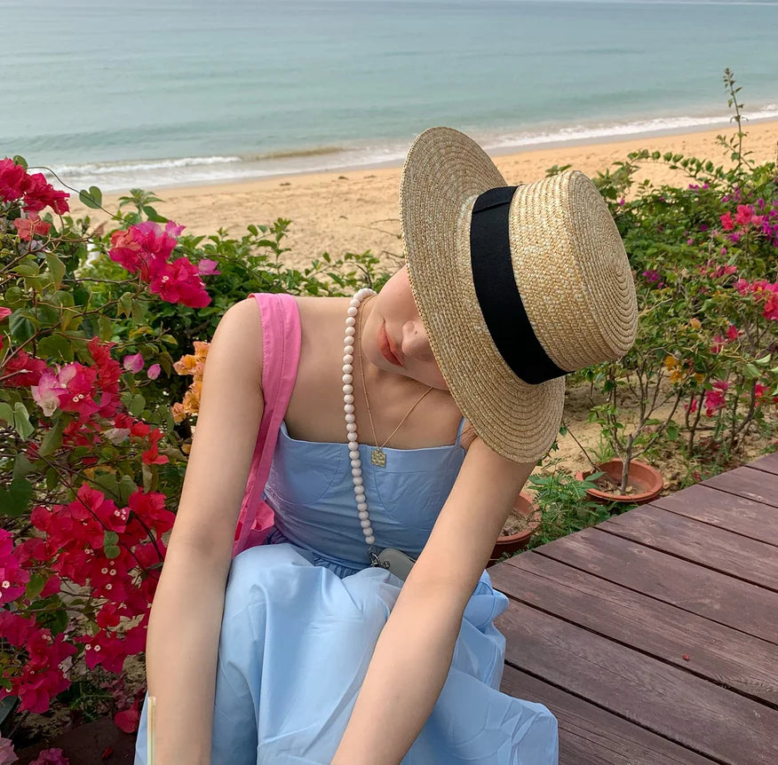 2026 Summer Straw Hat Lady UV Protection Travel Boater Sombreros Chapeau Women Lady Children Summer Kids Natural Raffia Hats