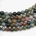 Wholesale Bulk Indian Agate Stone Green Natural Stone Crystal Gemstone Agate Loose Bracelet Stone Beads