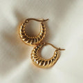 Minimalist French 18K Gold Plated Stainless Steel Croissant Earrings Gold Twist Hoops Earrings