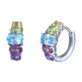 Factory Wholesale Rhodium Plated Silver 925 Jewelry Multiple Natural Gemstone Hoop Earrings for Women Gift Daily Wear