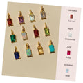 Fashion Jewelry Rectangle 12 Moths Birthstone Pendant Natual Multicolor Zircon Stainless Steel Fine Women Necklace