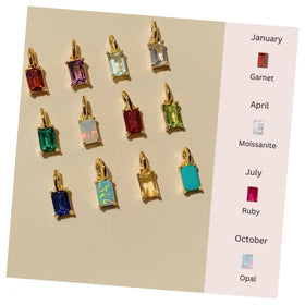Fashion Jewelry Rectangle 12 Moths Birthstone Pendant Natual Multicolor Zircon Stainless Steel Fine Women Necklace