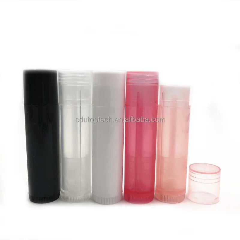 Empty Chapstick Plastic Tubes 5g Round White pink Lip Balm Lipstick Tubes Container for Makeup Tubes with Filling Trays