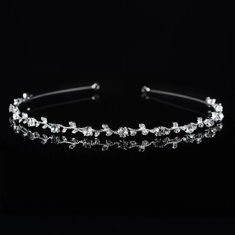 Rhinestones Crystal Wedding Tiara Headband Bridal Princess Crown Hair Accessories Bridesmaids Women Headband Hair Band 2 Piece
