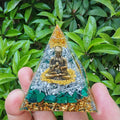 New 6cm Shakyamuni Buddha Crystal Gravel Pyramid With Malachite Orgone Energy Healing Reiki Chakra Protection