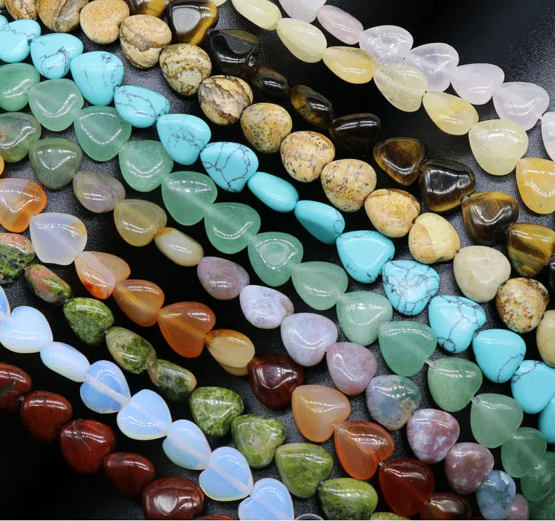 10mm Natural Stone Crystal Heart Beads for Jewelry Making Rose Quartz Loose Stone Beads