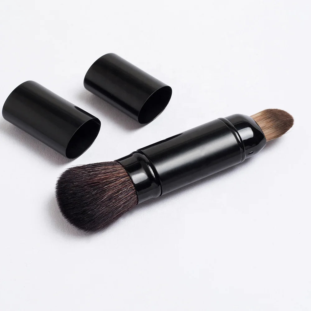 Black Synthetic Hair Retractable Travel Foundation Double Ended Wholesale Private Label Professional Custom Single Makeup Brush